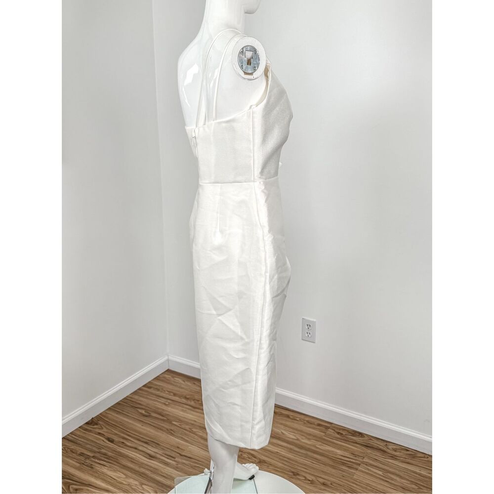 Amsale Asymmetric Satin One-Shoulder Midi-Dress size 6 - Picture 7 of 13